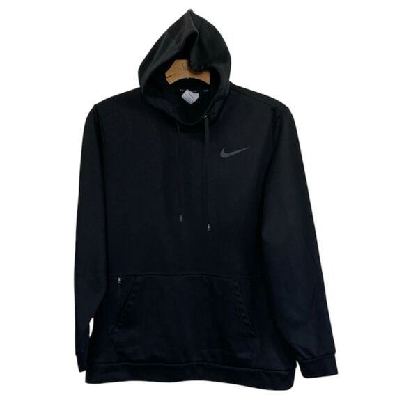Nike Other - Nike Hoodie Mens XL Black Therma-FIT Pullover Black Swoosh Athletic Sweatshirt
